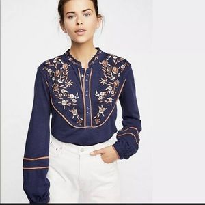 Free People Western Henley Top